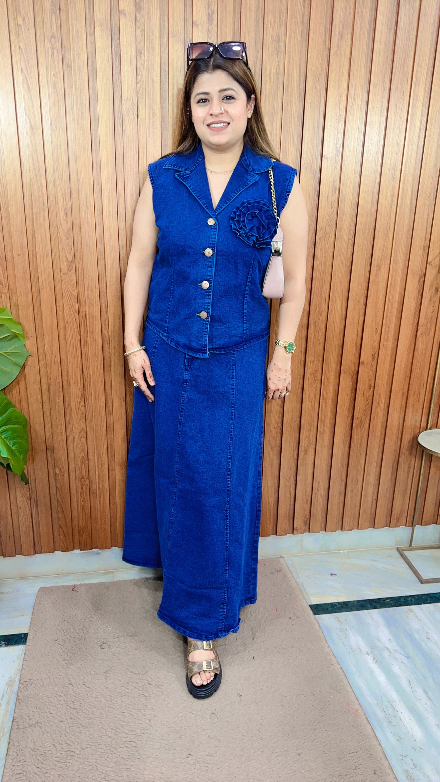 Reva Denim Two Piece Skirt Set