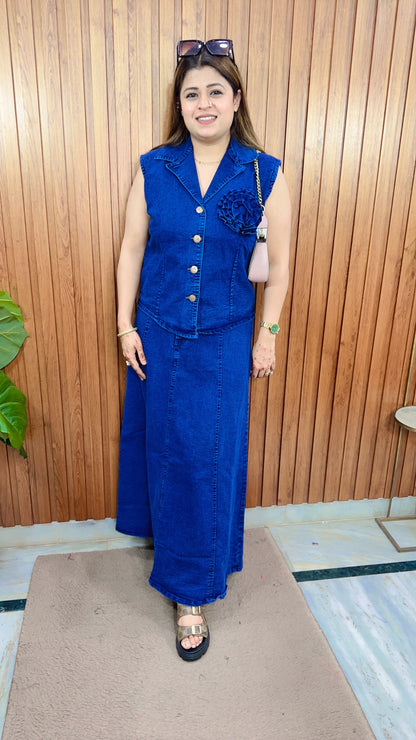 Reva Denim Two Piece Skirt Set