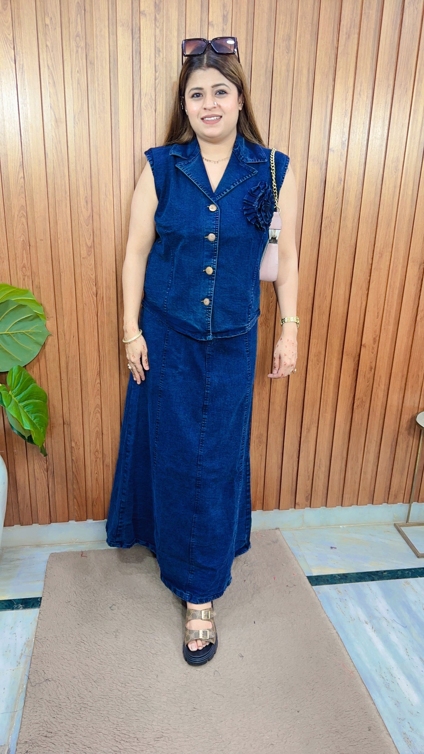 Reva Denim Two Piece Skirt Set