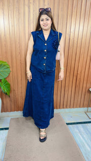 Reva Denim Two Piece Skirt Set