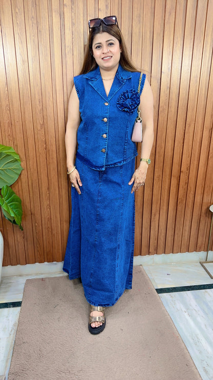Reva Denim Two Piece Skirt Set