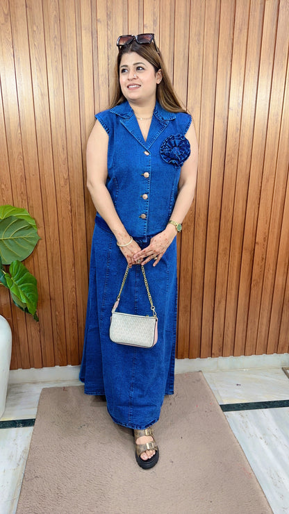 Reva Denim Two Piece Skirt Set