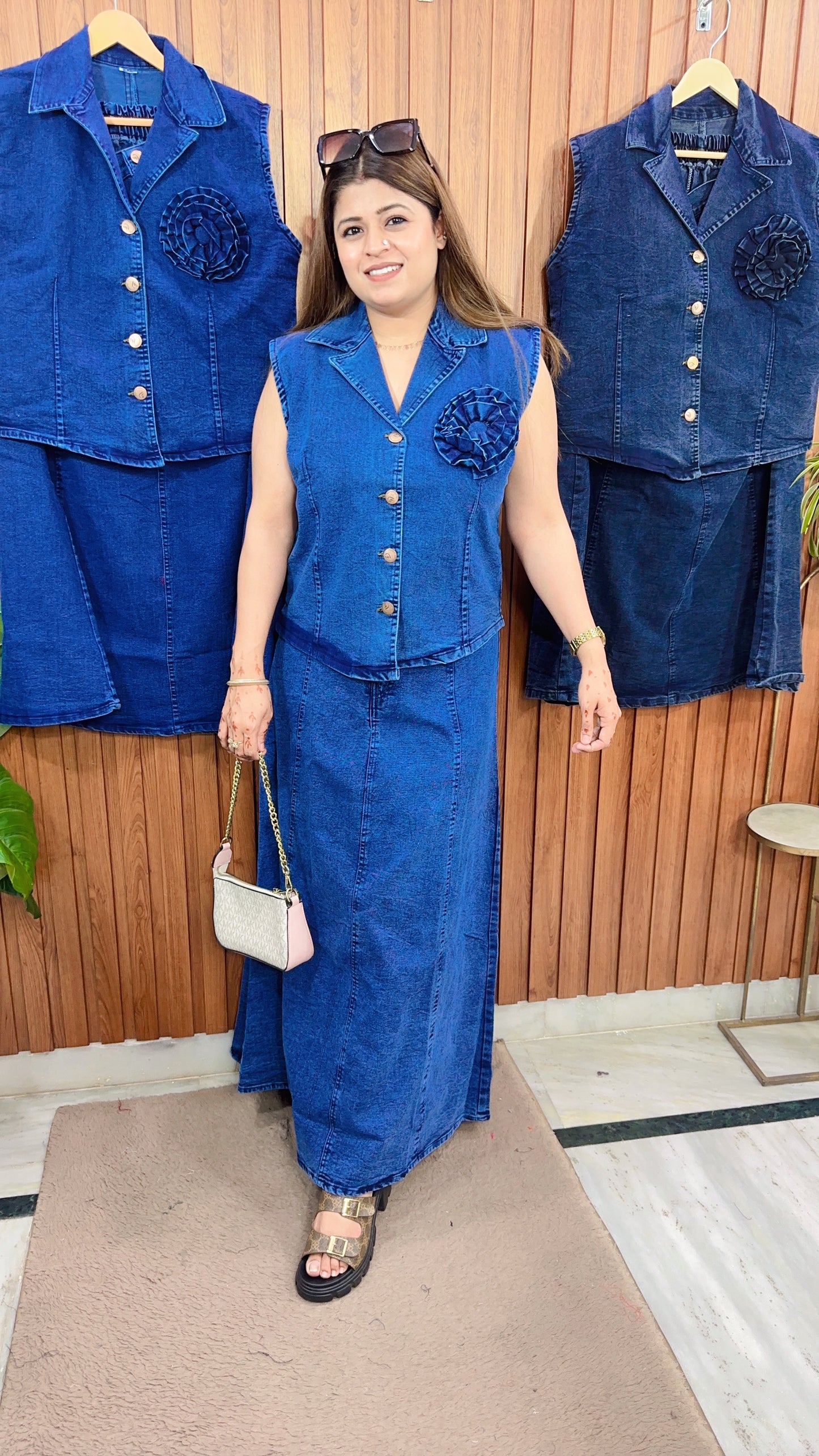Reva Denim Two Piece Skirt Set