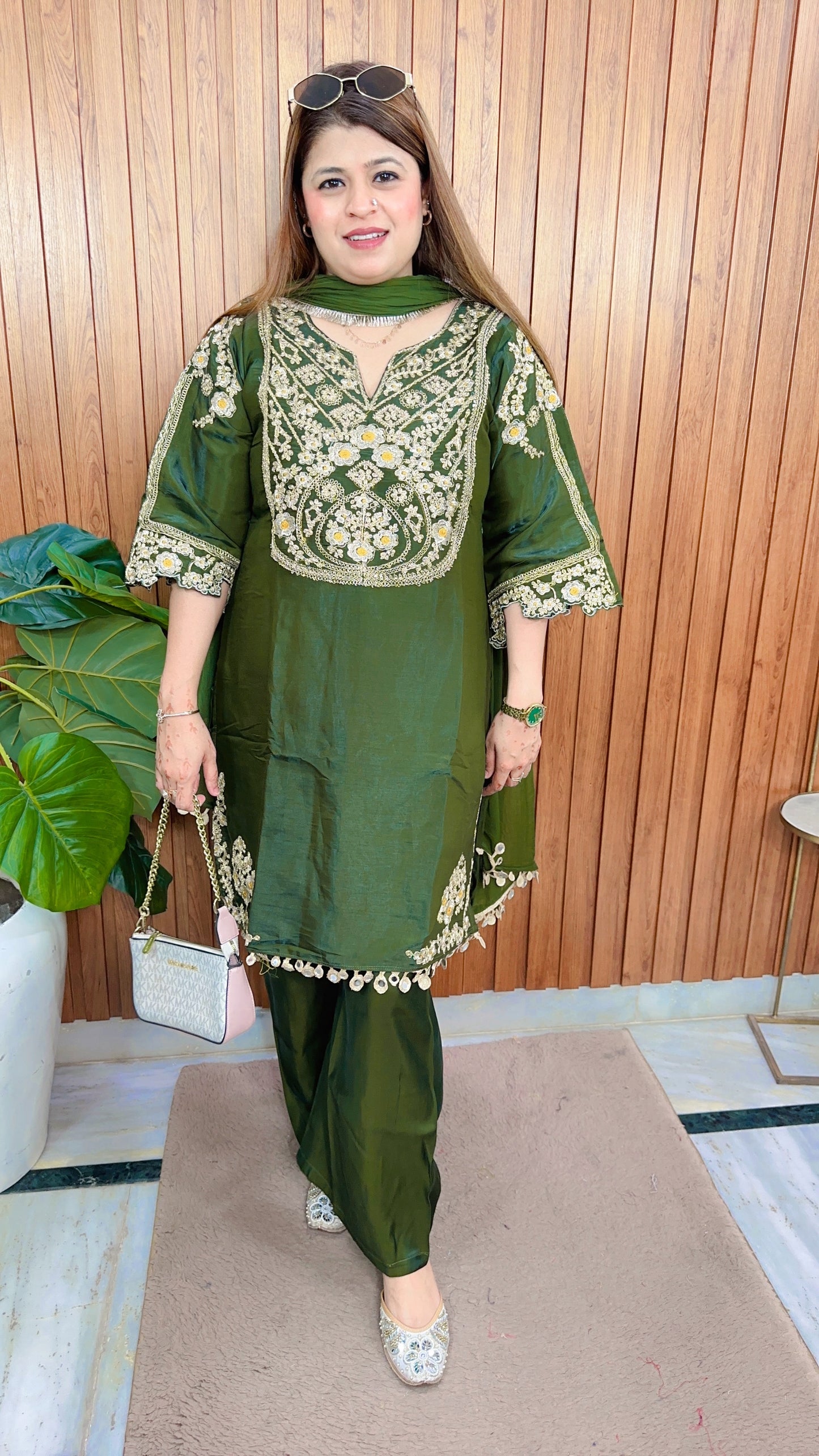 Rahiba Cotton Silk Three Piece Suit