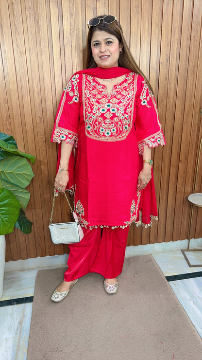 Rahiba Cotton Silk Three Piece Suit