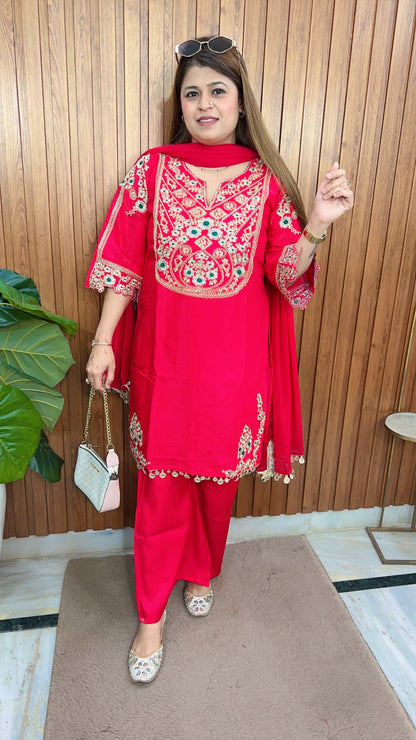 Rahiba Cotton Silk Three Piece Suit