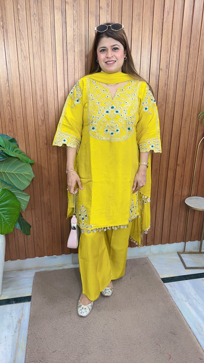 Rahiba Cotton Silk Three Piece Suit