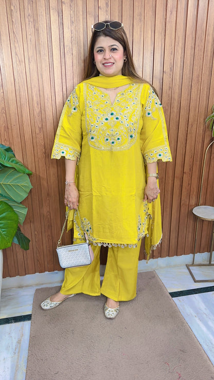 Rahiba Cotton Silk Three Piece Suit