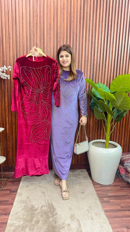 One Sleeve Servoski Velvet Long Dress