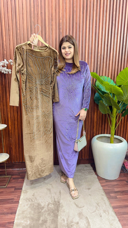 One Sleeve Servoski Velvet Long Dress