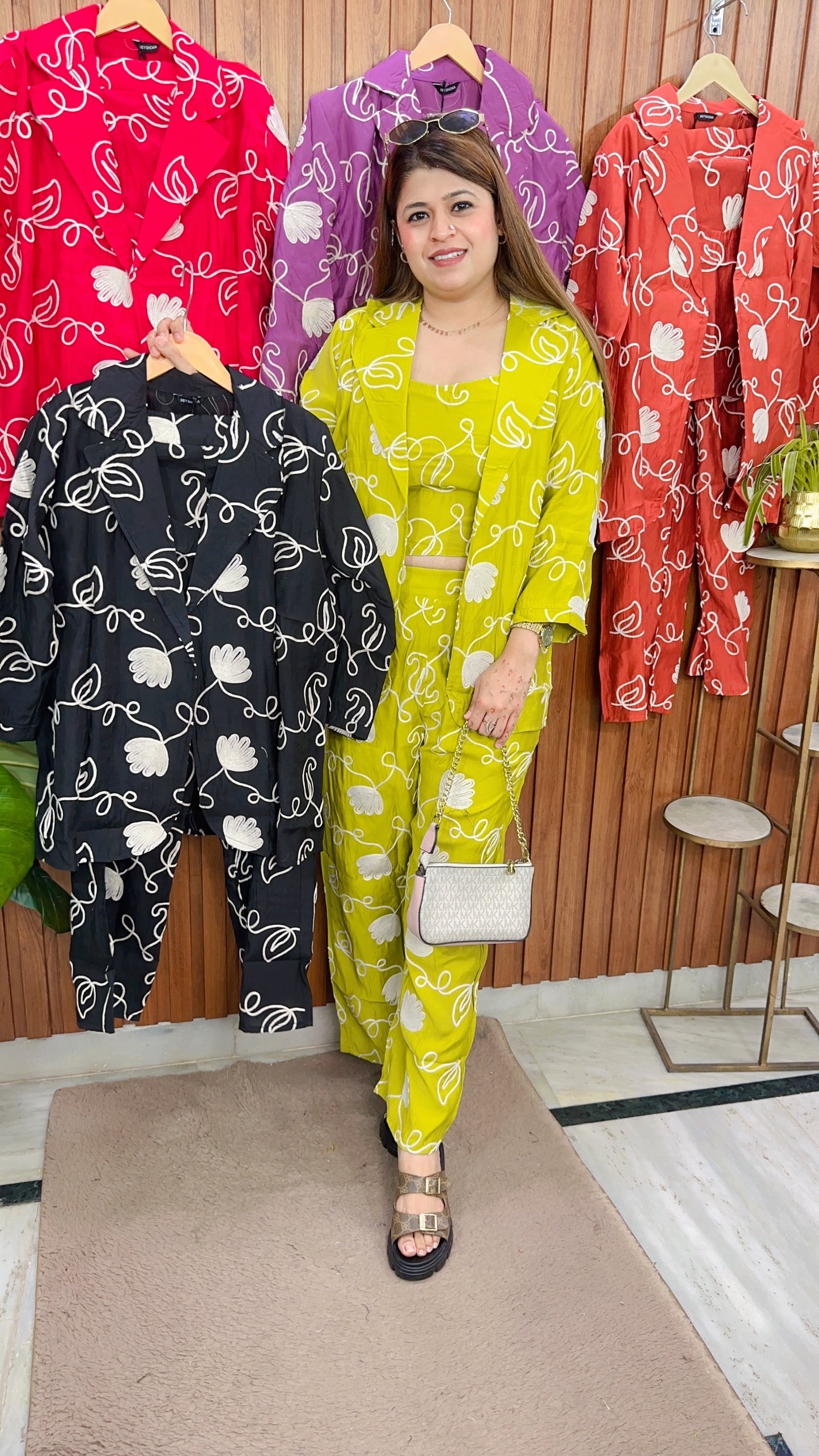 Noura Embroidery Three Piece Coord set