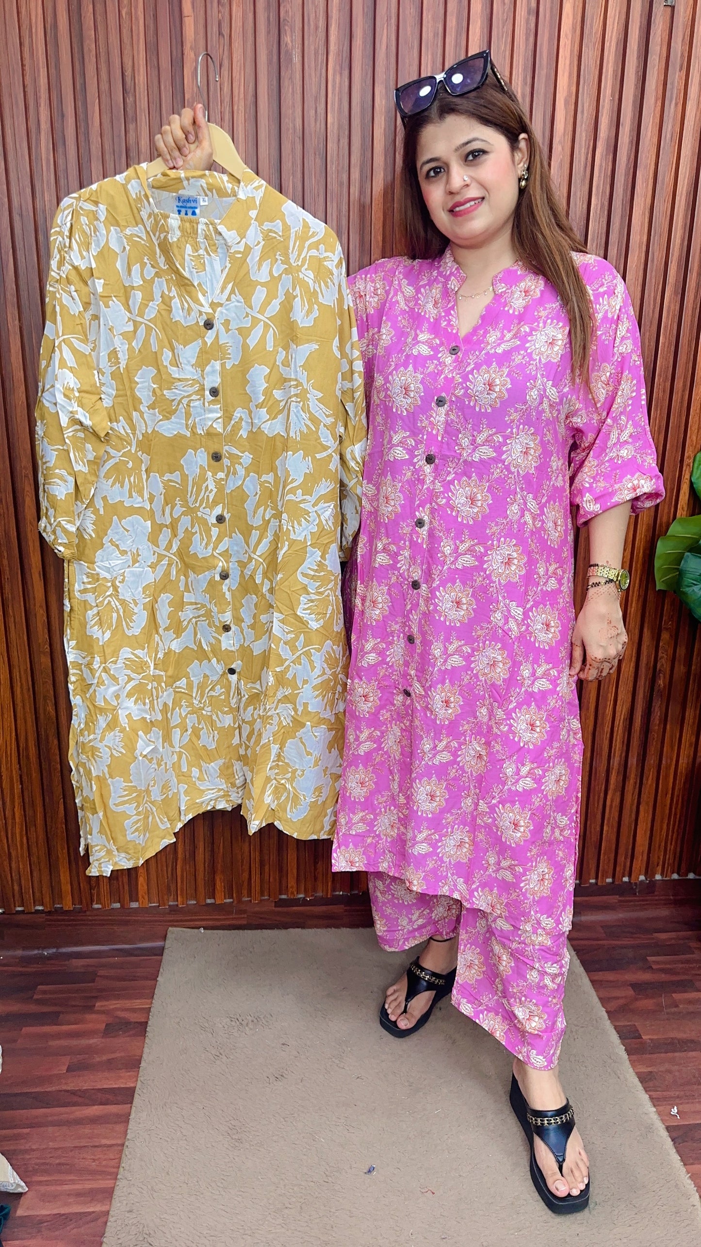 A line  Flower print Coord set