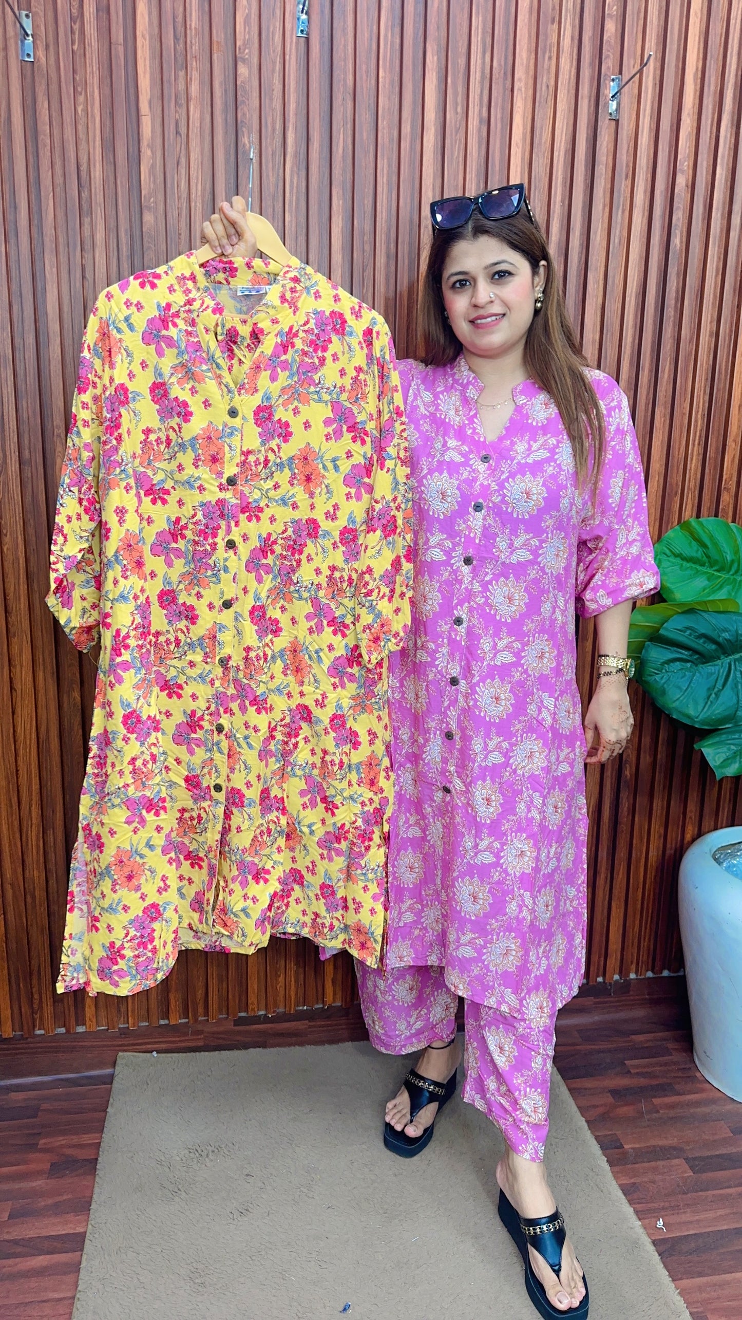 A line  Flower print Coord set