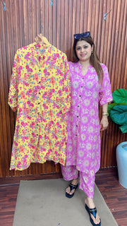 A line  Flower print Coord set