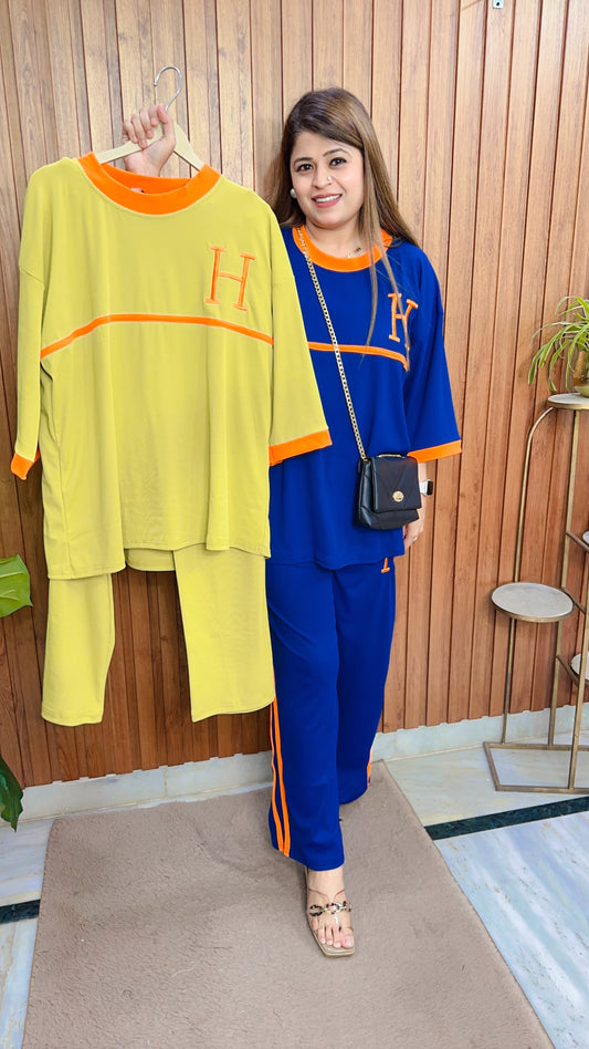 Round neck Ribbed Coord set