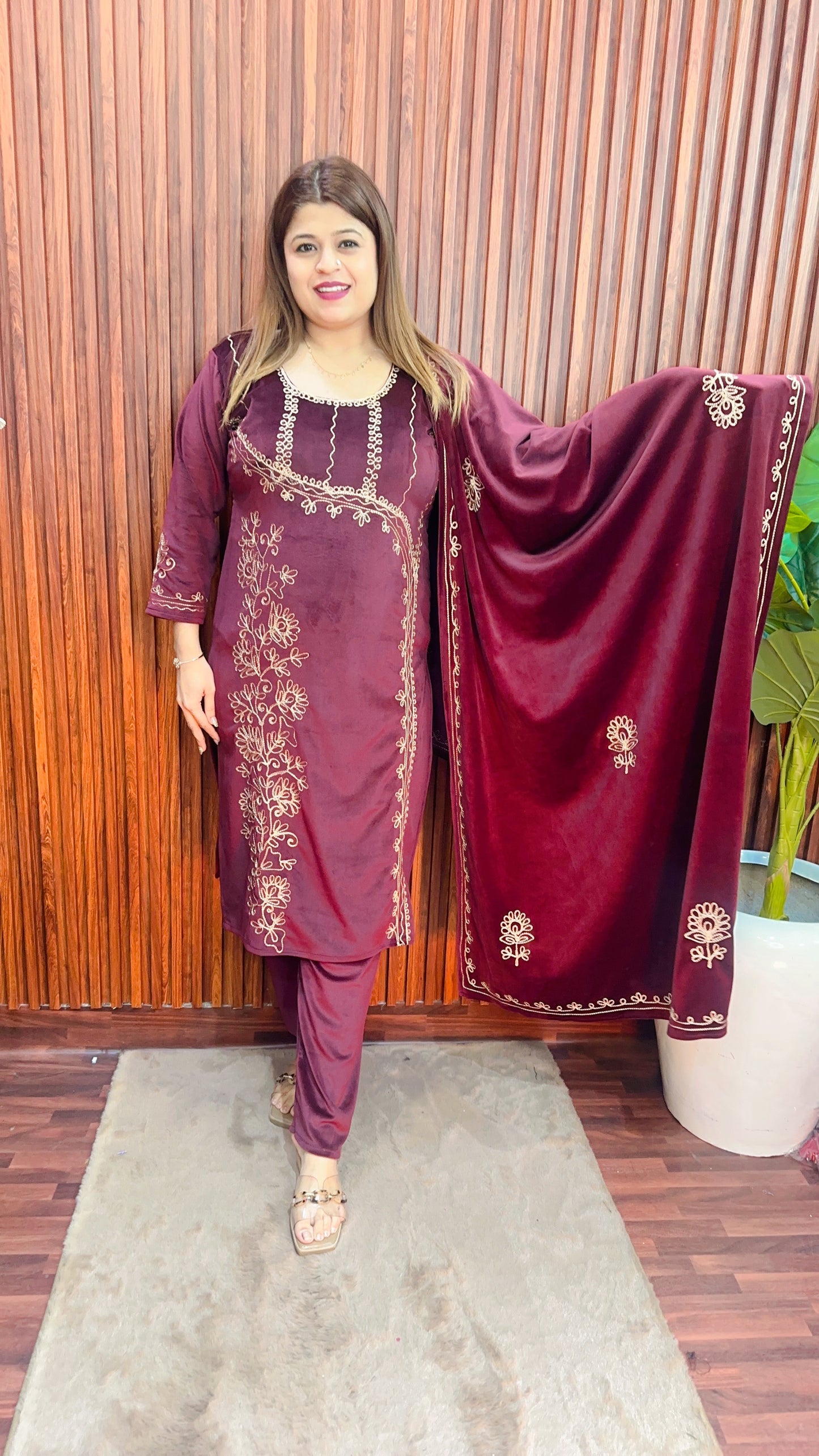 Angrakha Aari velvet suit