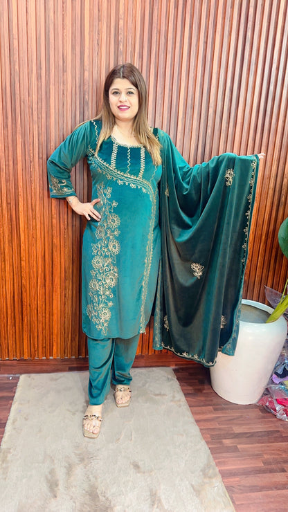 Angrakha Aari velvet suit