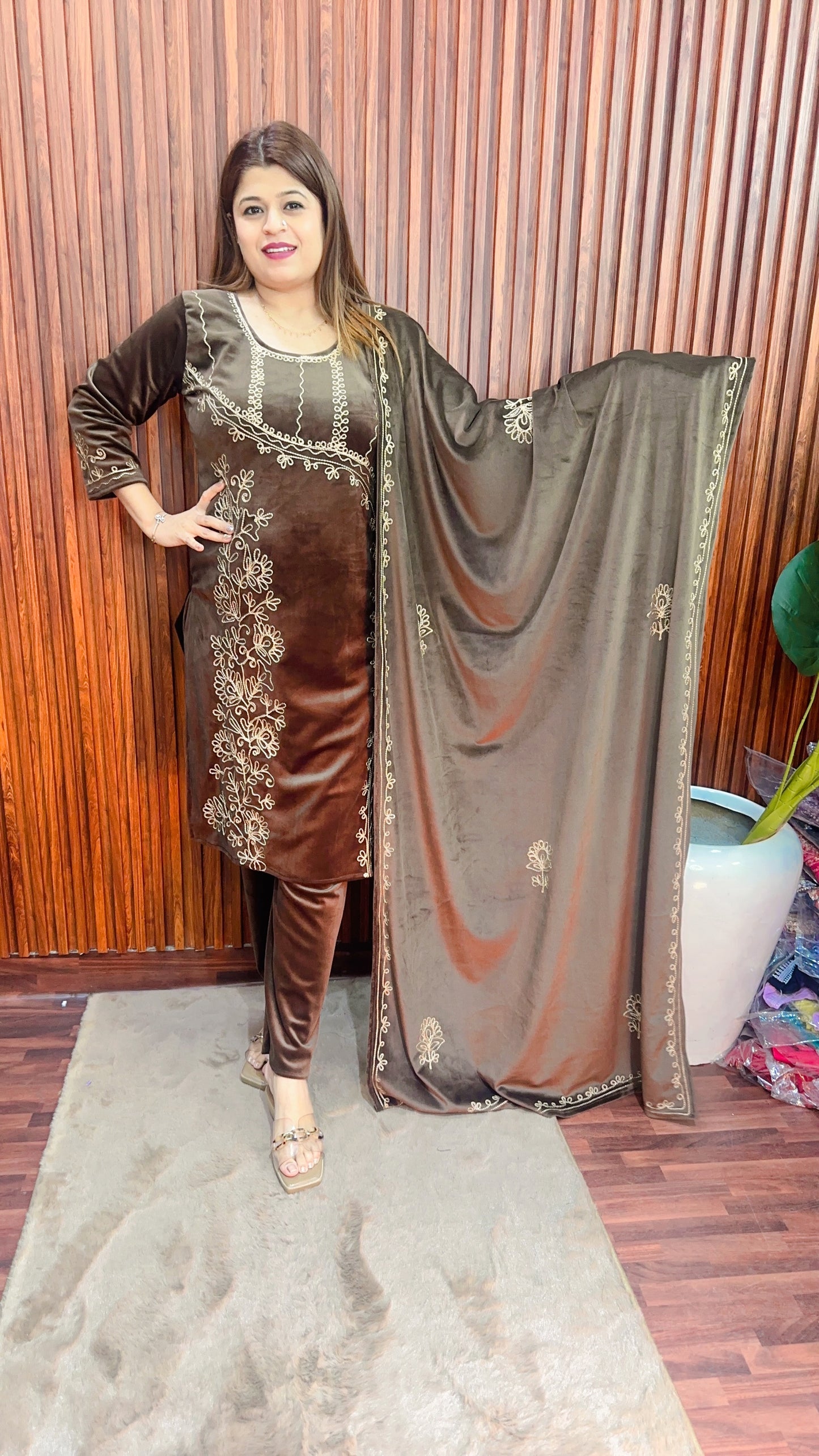 Angrakha Aari velvet suit