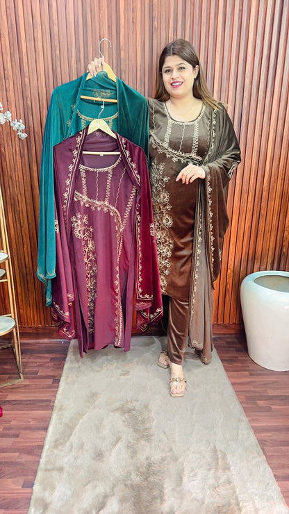 Angrakha Aari velvet suit