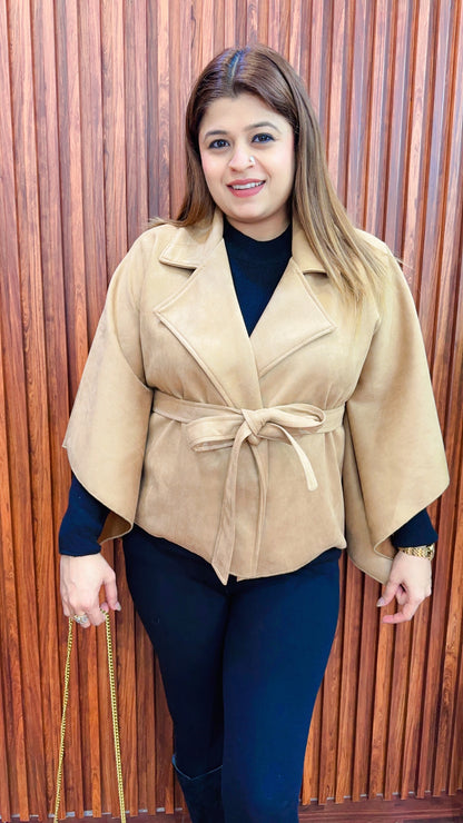 Suede short shrug coat