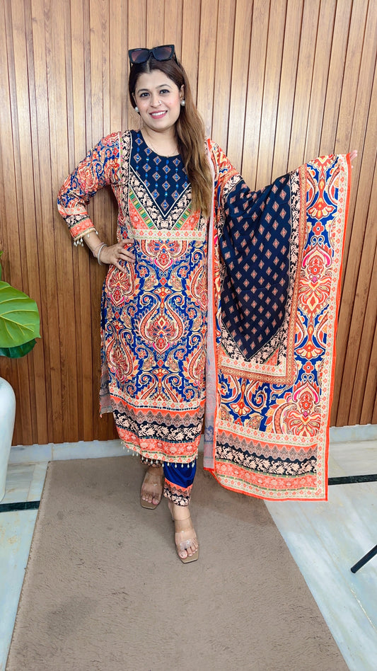 Azrak Mirror work pure Muslin suit set