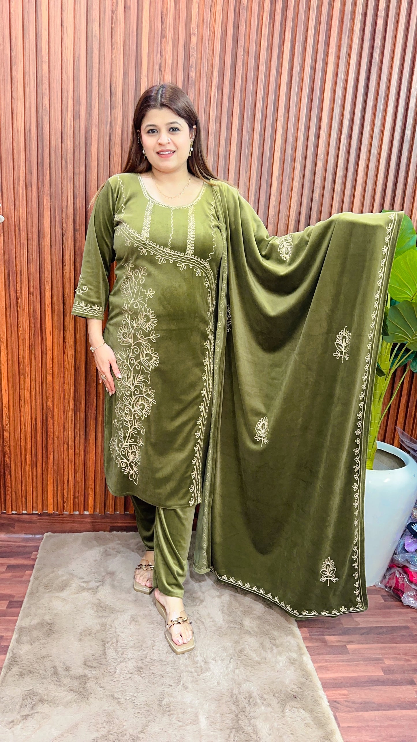 Angrakha Aari velvet suit