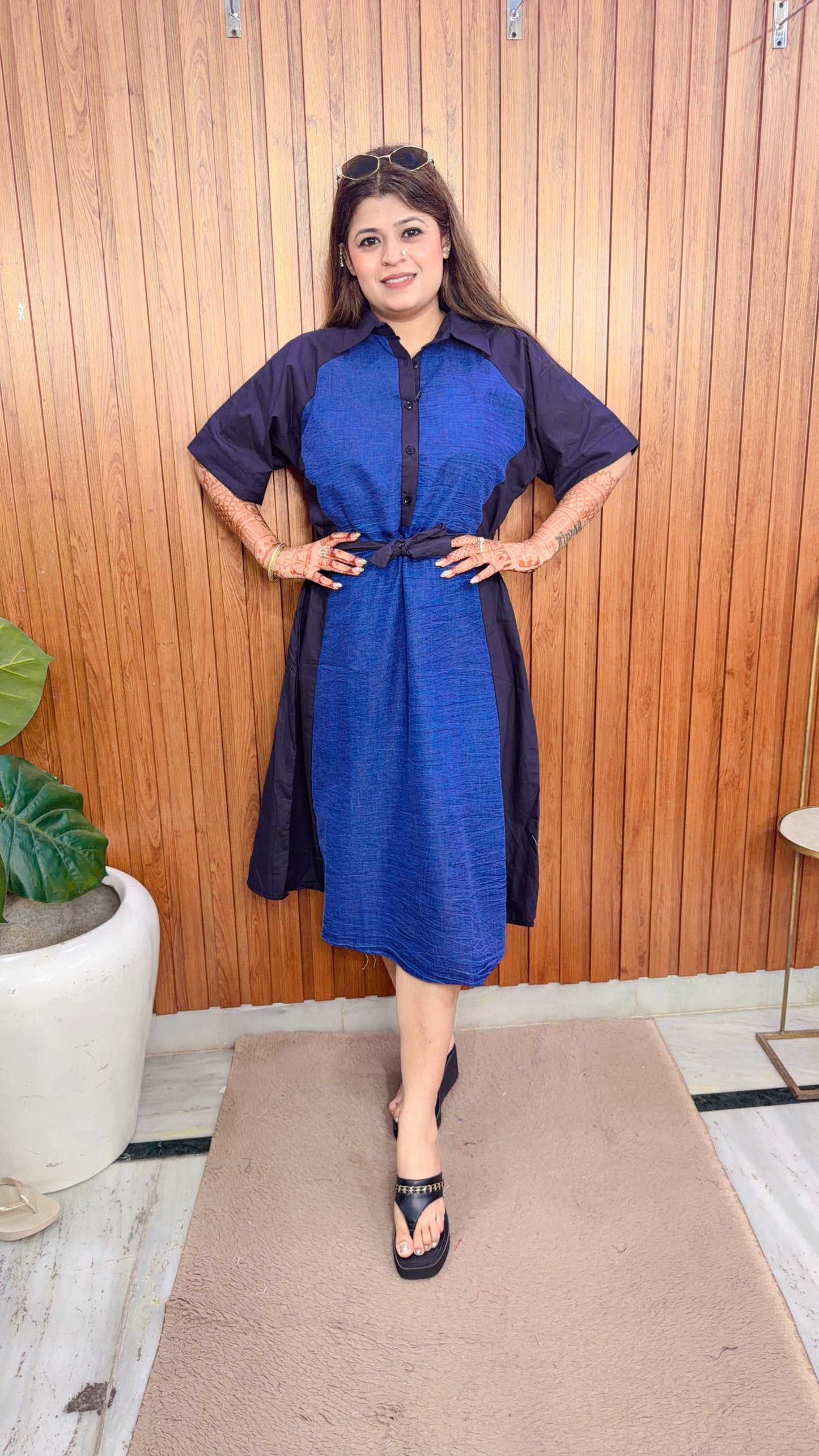 Cotton Denim Collar Dress