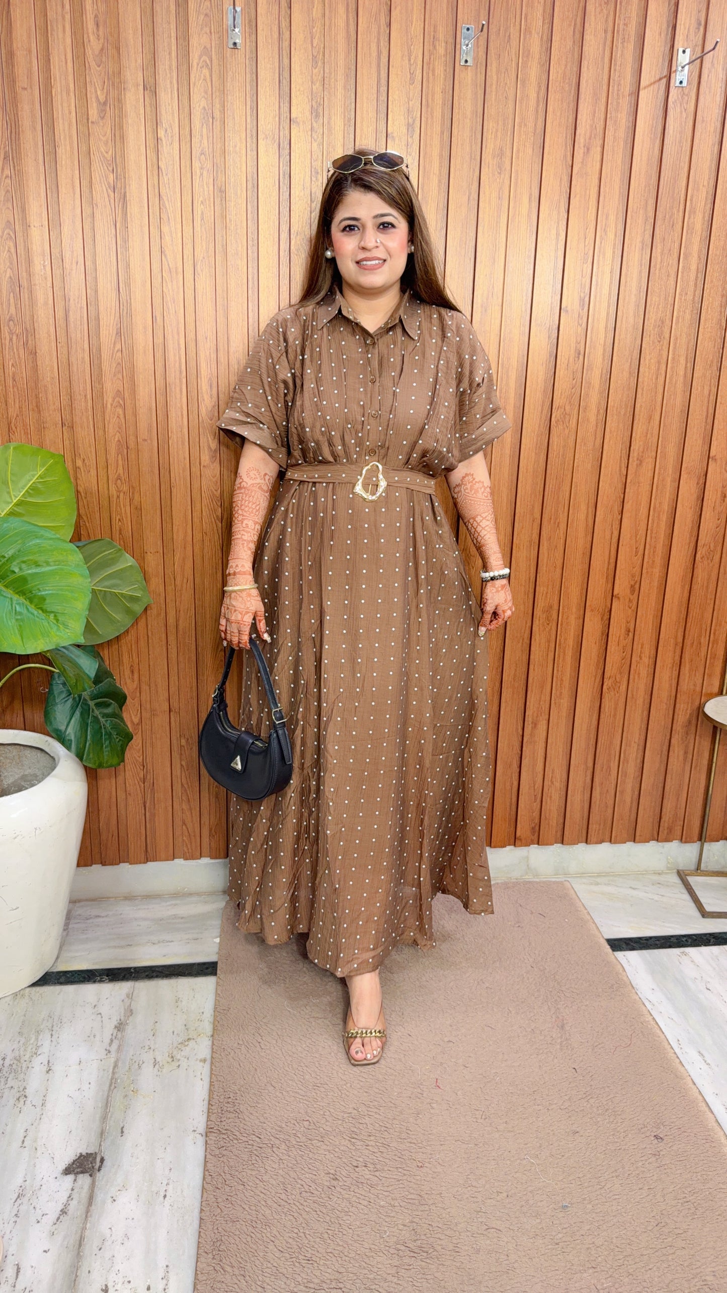 Collar Polka Cotton Linen Dress