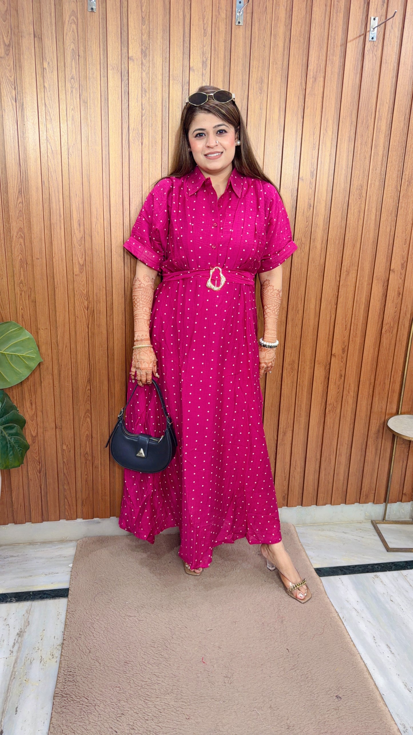 Collar Polka Cotton Linen Dress
