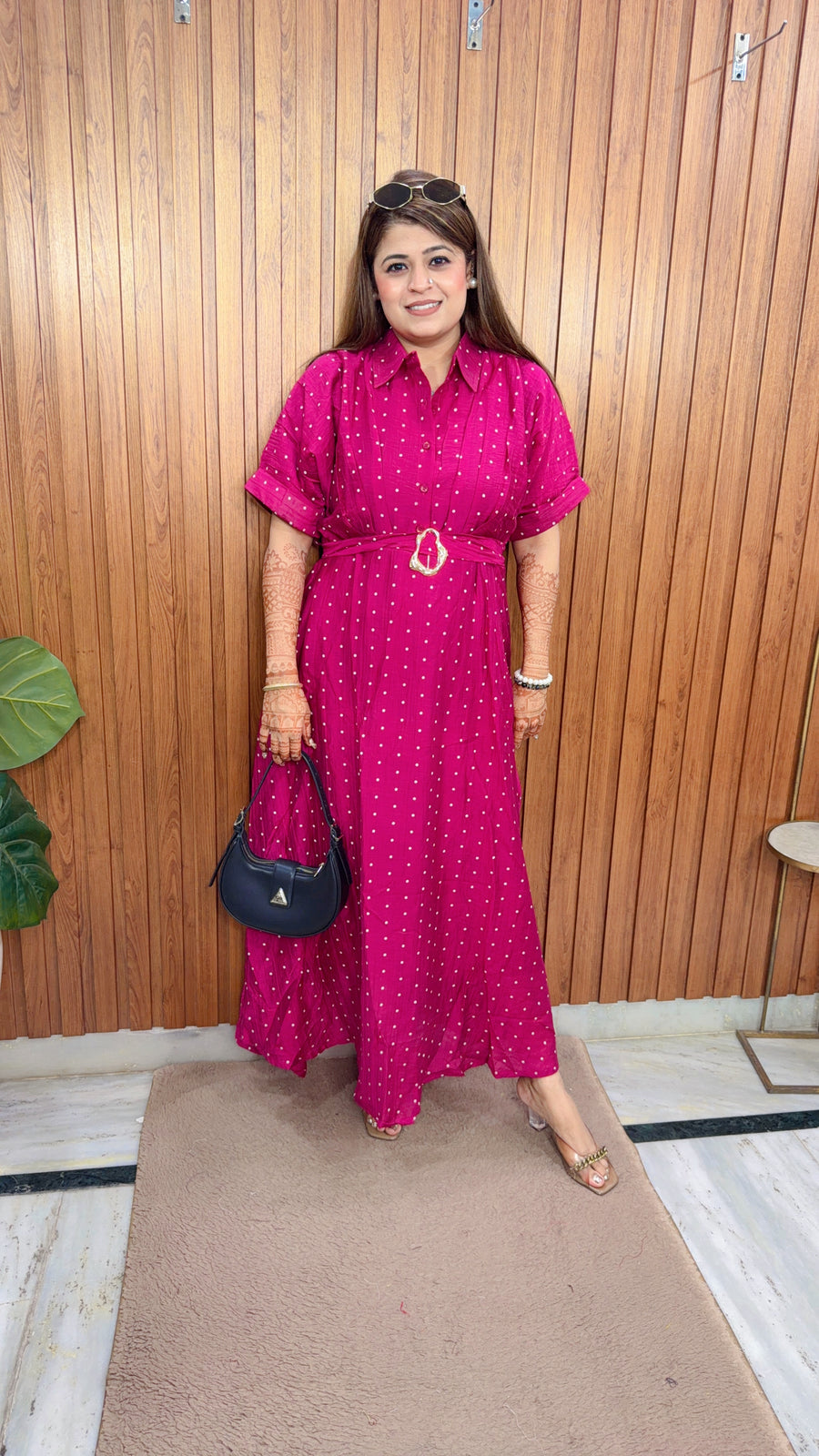 Collar Polka Cotton Linen Dress