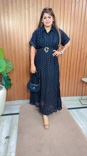 Collar Polka Cotton Linen Dress