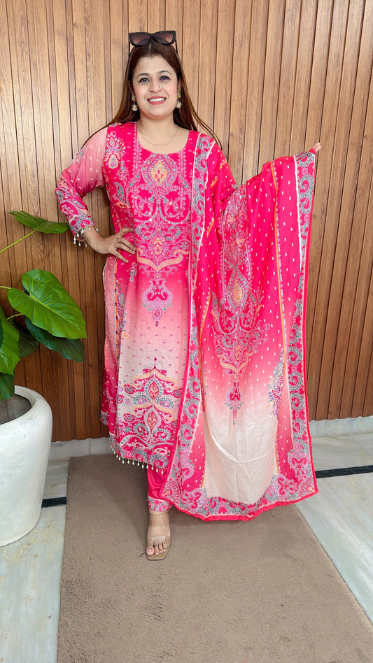 Azrak Mirror work pure Muslin suit set