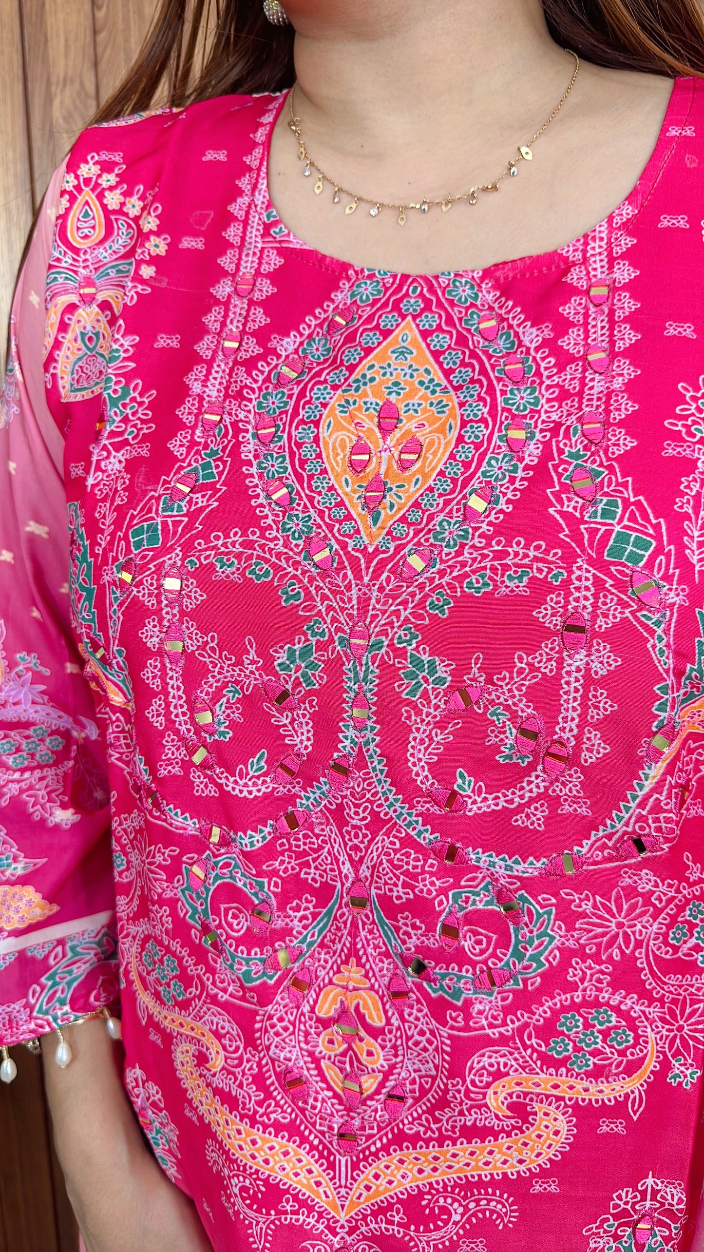 Azrak Mirror work pure Muslin suit set