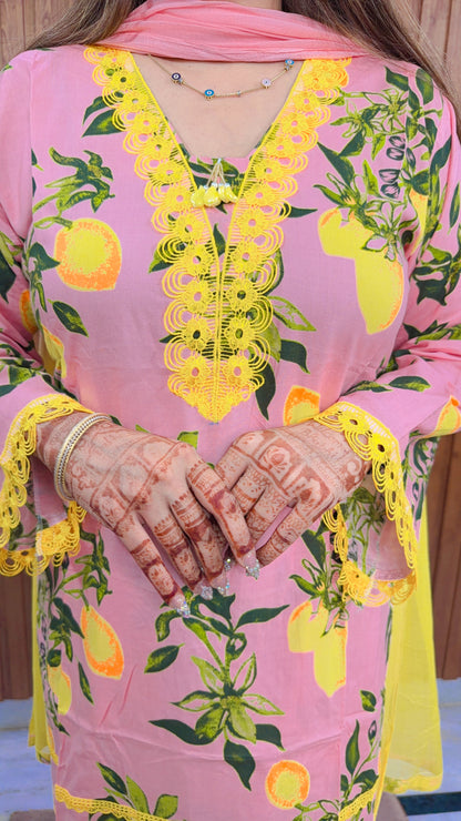 Akashi Printed Farshi Three Piece Suit