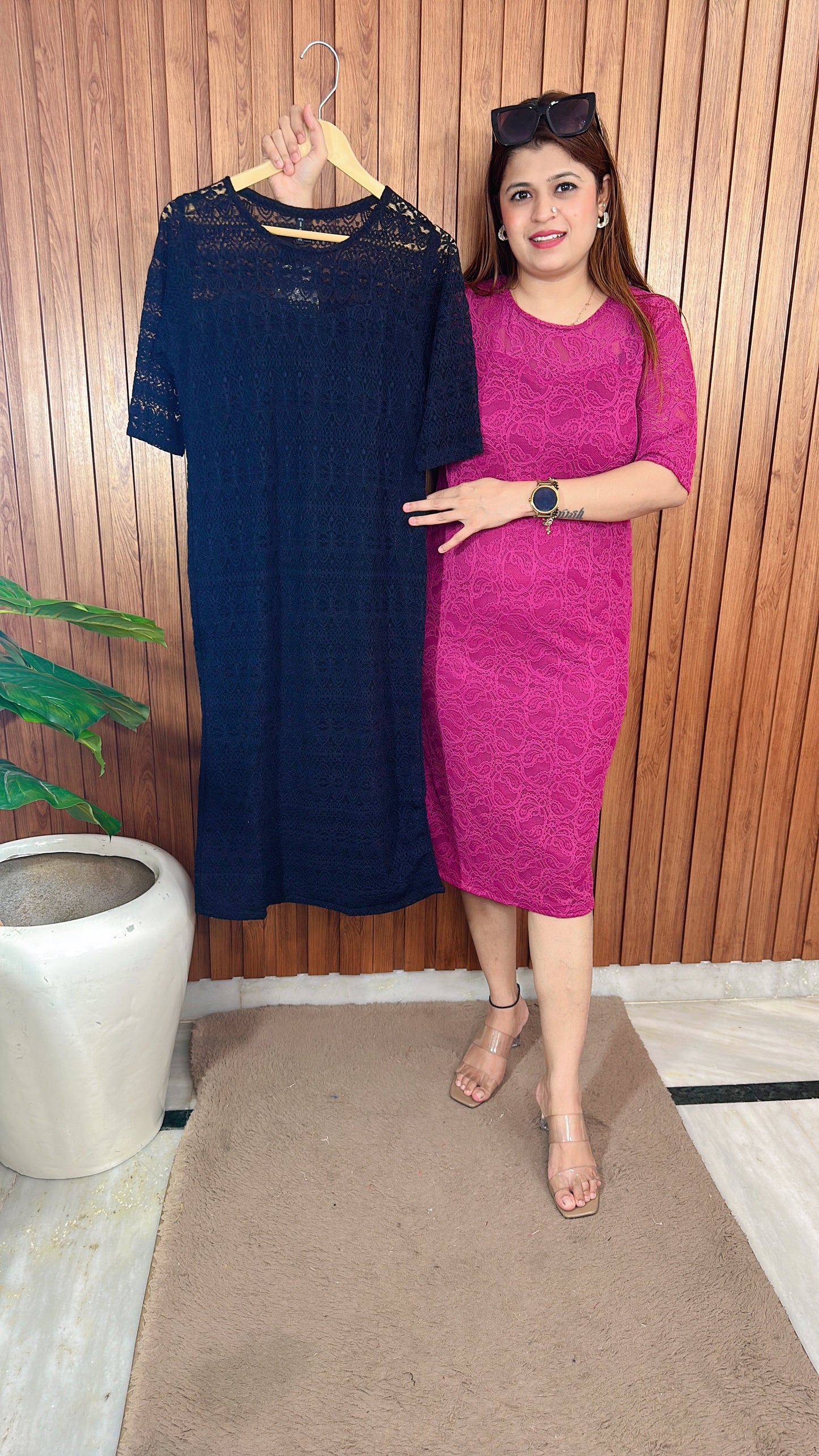 Knee length Net Imported Dress