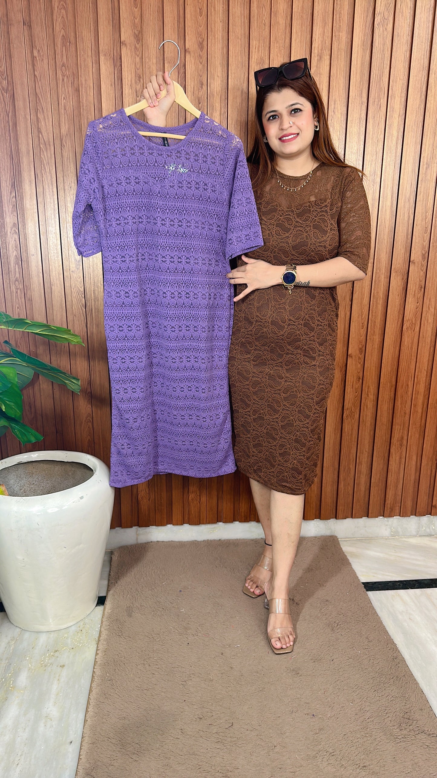 Knee length Net Imported Dress