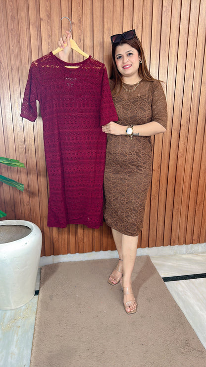 Knee length Net Imported Dress
