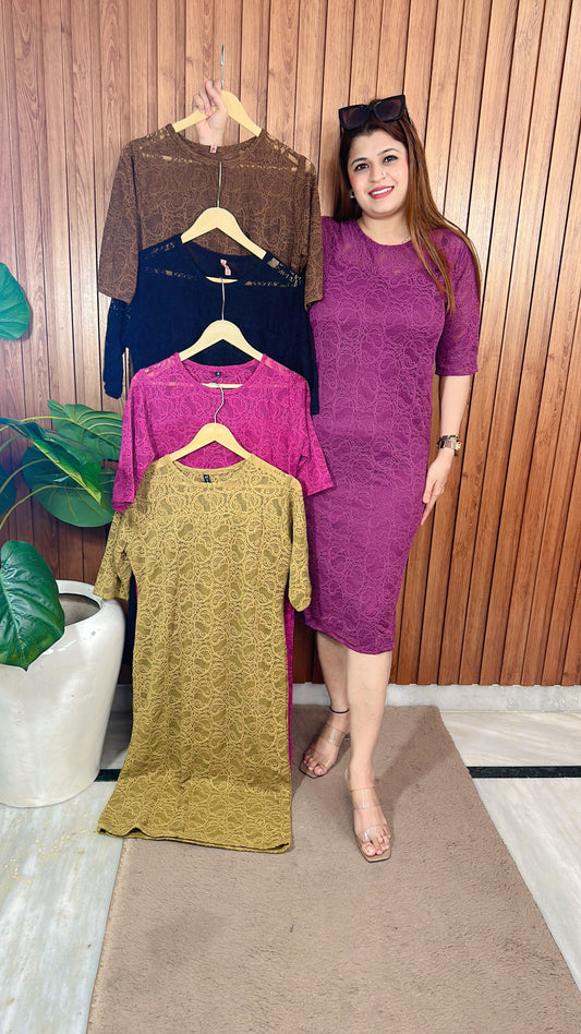 Knee length Net Imported Dress