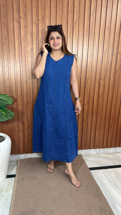 Princess cut denim dress