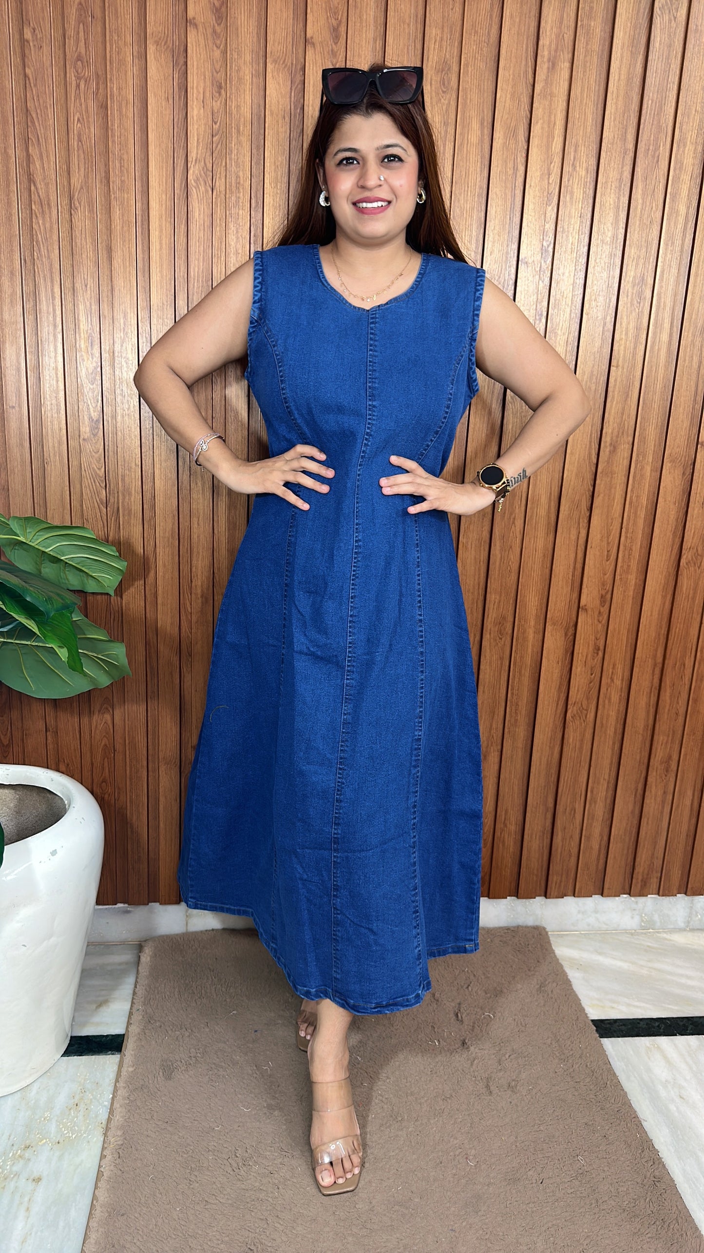 Princess cut denim dress
