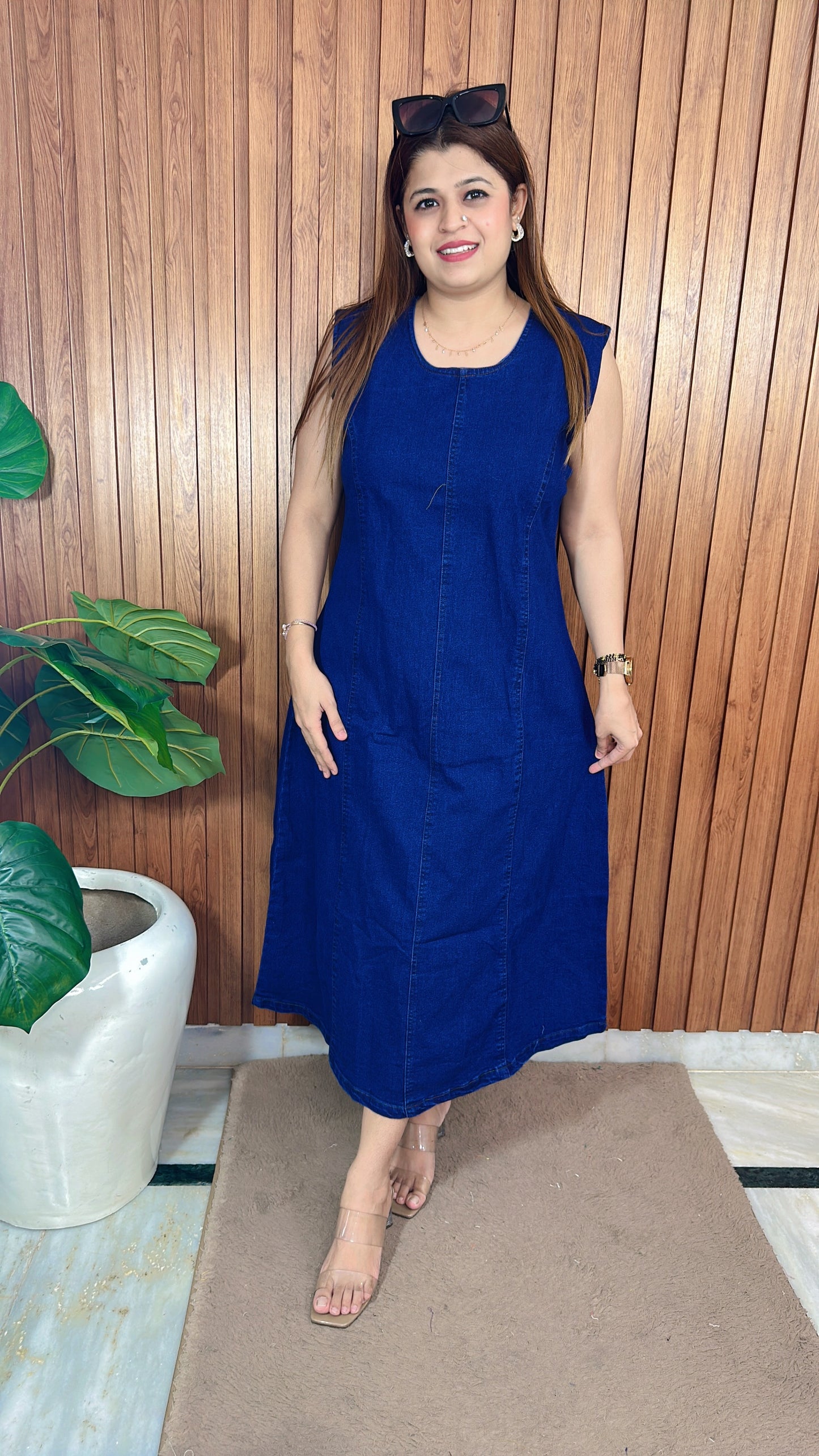 Princess cut denim dress