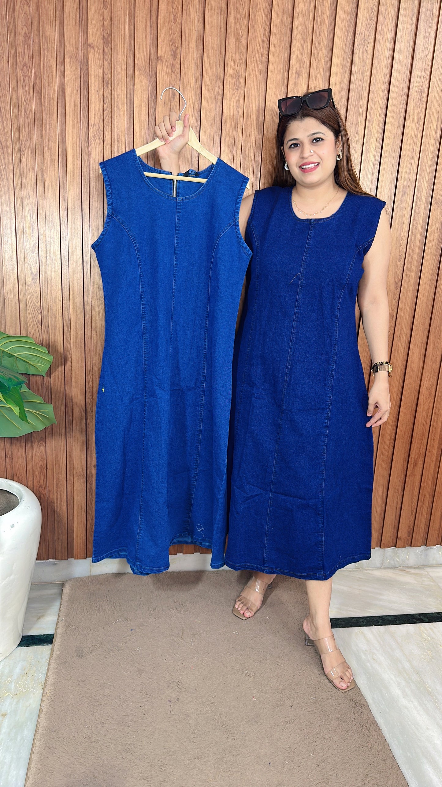 Princess cut denim dress