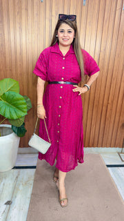Multi Polka Collar Cotton Dress