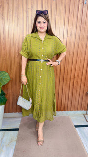 Multi Polka Collar Cotton Dress