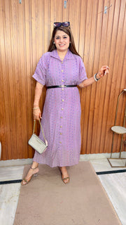 Multi Polka Collar Cotton Dress