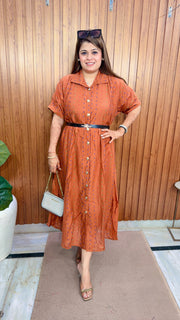 Multi Polka Collar Cotton Dress