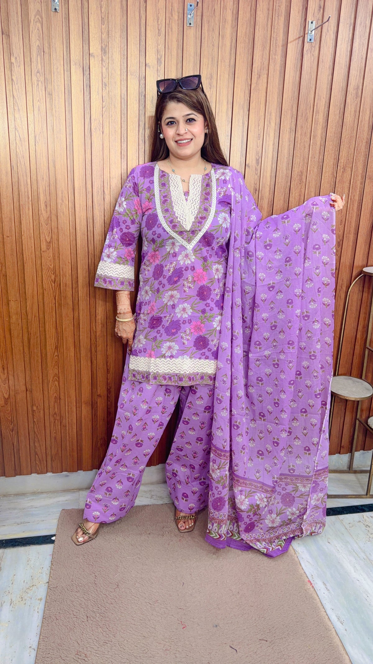 Amayra Floral Cotton farshi Three Piece Suit
