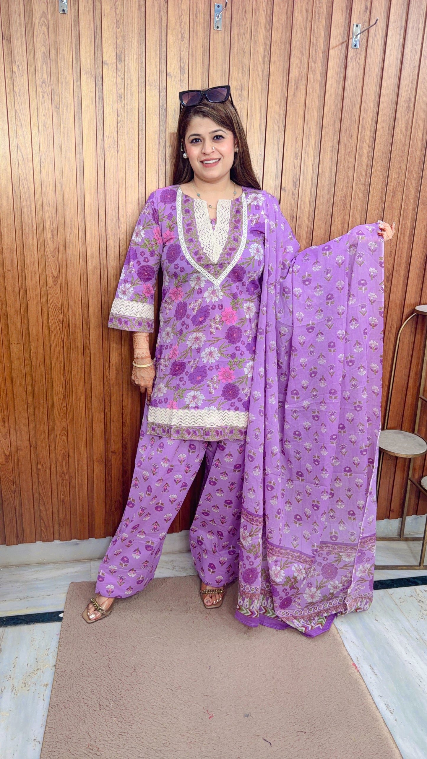Amayra Floral Cotton farshi Three Piece Suit