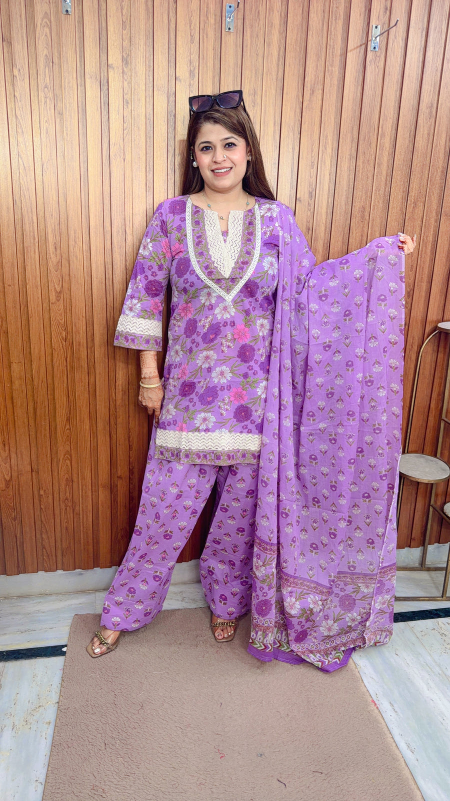 Amayra Floral Cotton farshi Three Piece Suit