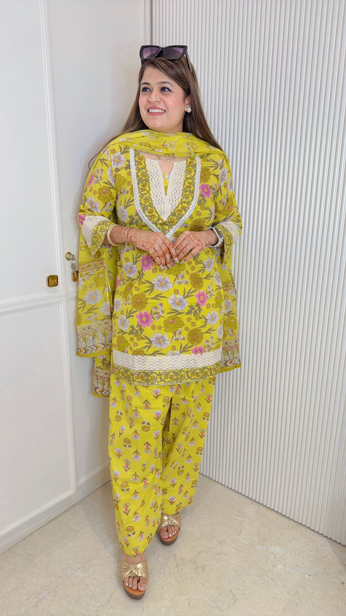 Amayra Floral Cotton farshi Three Piece Suit